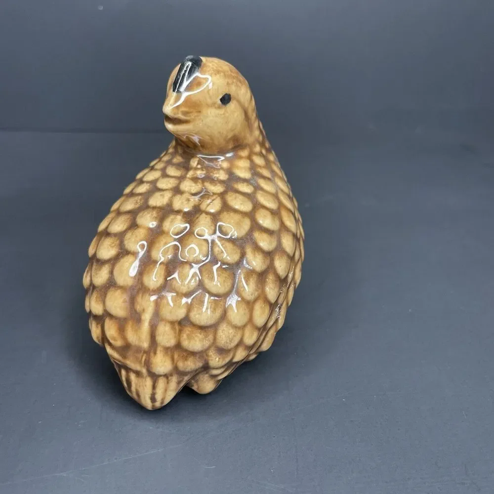 Vintage Brown Quail Looking‎ Down It's back Decorative Figurine Marked ES